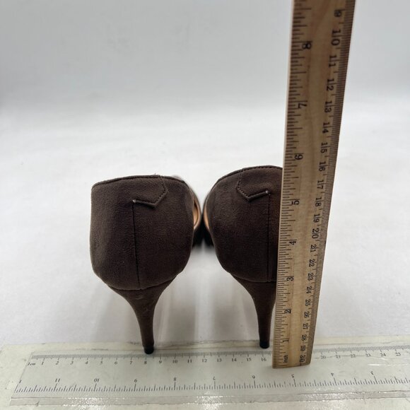 YDN Grey Classic Mid Heels D'Orsay Pumps Suede Pointed Toe Slip On Dressy Shoes - Picture 5 of 8